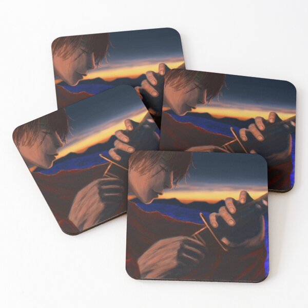 Item preview, Samurai unleashing his sword blue flower field designed and sold by Witseart.