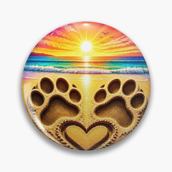 Item preview, Paw Prints Heart Beach Sunset designed and sold by AgnesB77.
