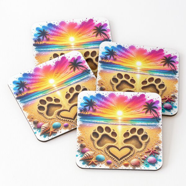 Item preview, Paw Prints Heart Beach Sunset designed and sold by AgnesB77.