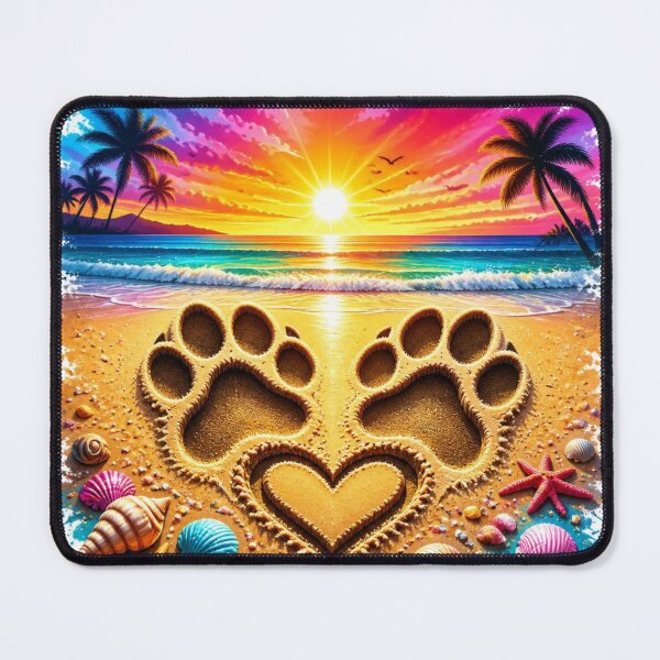 Item preview, Paw Prints Heart Beach Sunset designed and sold by AgnesB77.
