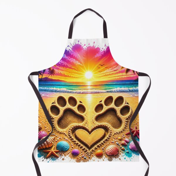 Item preview, Paw Prints Heart Beach Sunset designed and sold by AgnesB77.