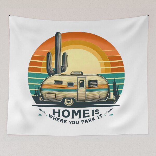 Item preview, Retro Camper Desert Sunset - Home Is Where You Park It designed and sold by NewVibeStudio.