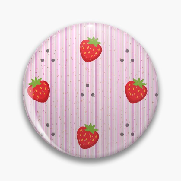 Artikelvorschau, Rote Erdbeeren auf rosa gestreiftem Hintergrund entworfen und verkauft von stickersbygwgw.