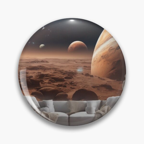 Item preview, Surreal Sci-Fi Living Room on Mars Cosmic Landscape Art designed and sold by UmSkelig834.