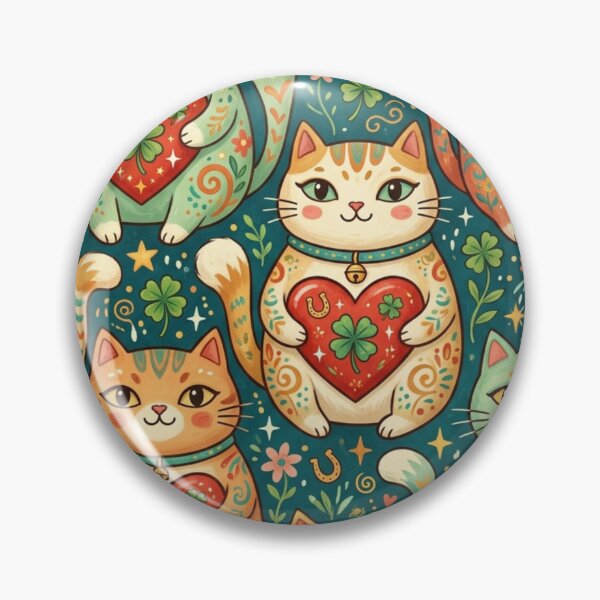 Item preview, Lucky Cats with Clover and Hearts Pattern designed and sold by Iampoji.