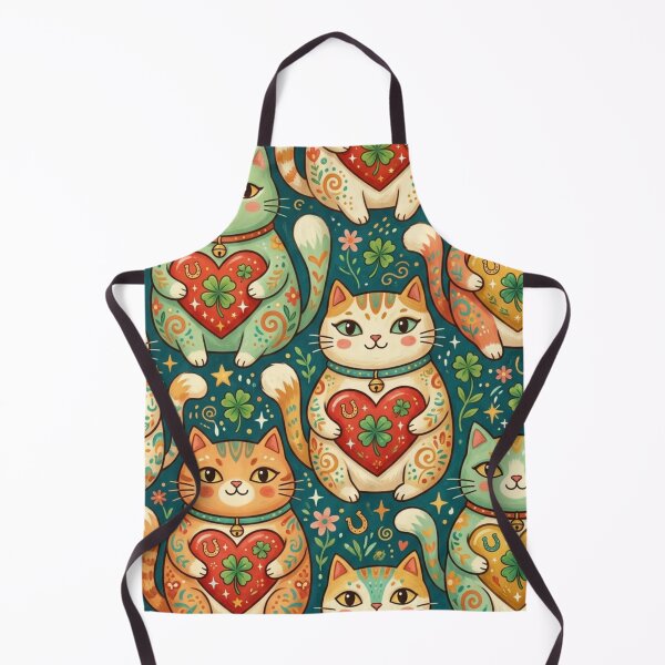 Item preview, Lucky Cats with Clover and Hearts Pattern designed and sold by Iampoji.
