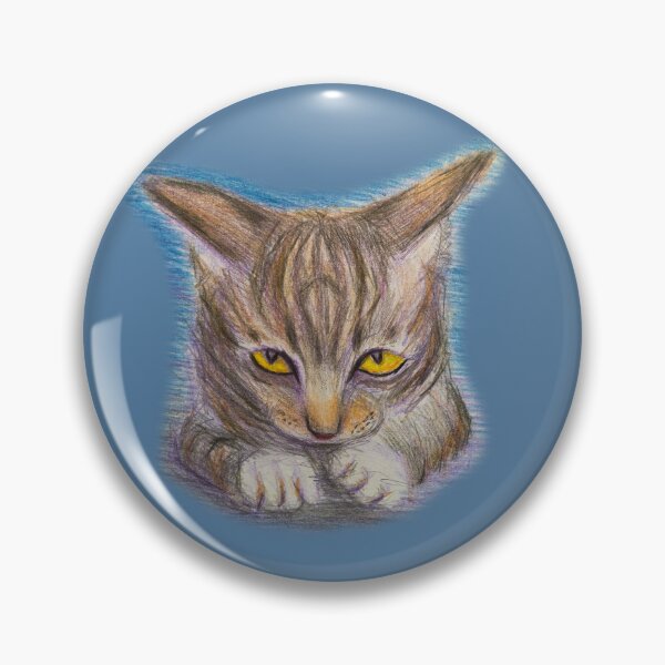 Item preview, Tabby Cat with Yellow Eyes Colored Pencil Drawing designed and sold by Sky-99.