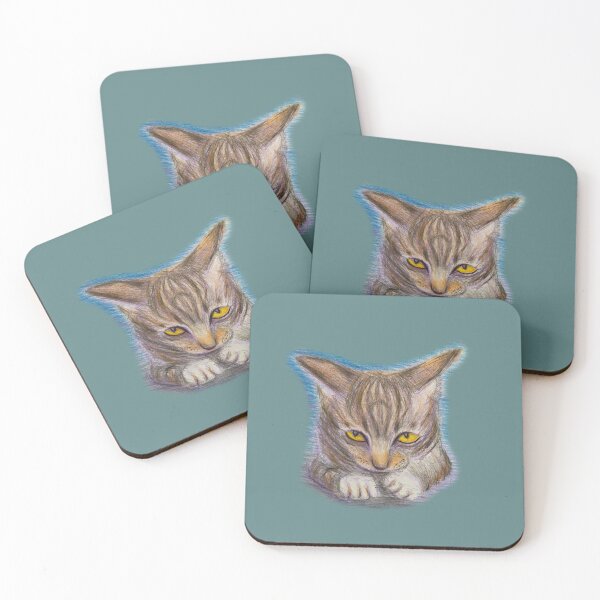 Item preview, Tabby Cat with Yellow Eyes Colored Pencil Drawing designed and sold by Sky-99.