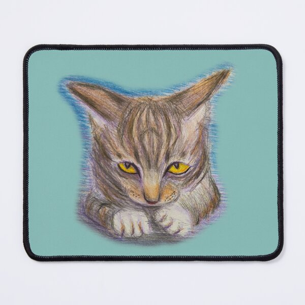 Item preview, Tabby Cat with Yellow Eyes Colored Pencil Drawing designed and sold by Sky-99.