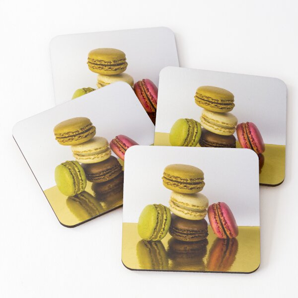 Item preview, Colorful Stack Of French Macarons On Gold Surface With Reflections — Gourmet Dessert Display designed and sold by Nmallia.
