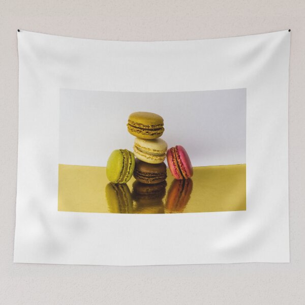 Item preview, Colorful Stack Of French Macarons On Gold Surface With Reflections — Gourmet Dessert Display designed and sold by Nmallia.