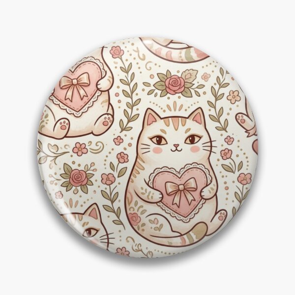 Item preview, Cute Kawaii Cat Holding Hearts Pattern designed and sold by Iampoji.