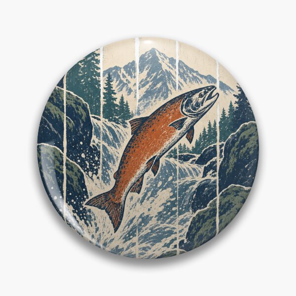 Item preview, Leaping Salmon on the Wild River designed and sold by VisualArtsOasis.