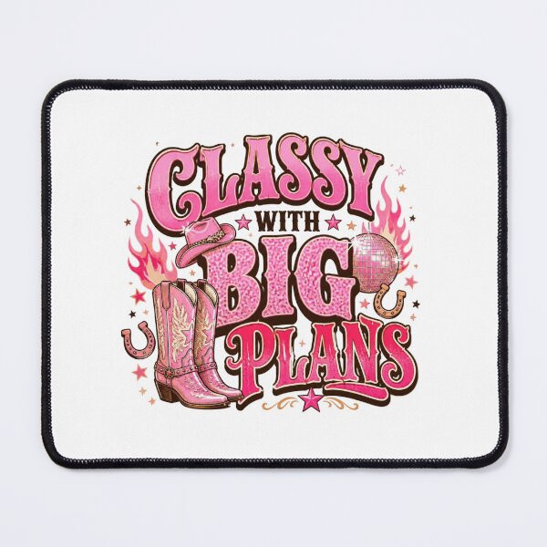 Item preview, Classy with Big Plans Pink Cowgirl Western Quote.  Retro Country Girl Aesthetic Graphic Tee Sticker designed and sold by Aarvya Fashion Club ( A.F.C ).