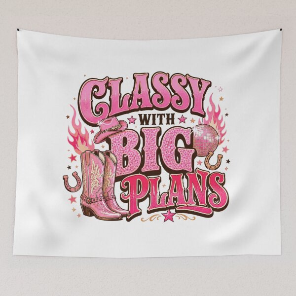Item preview, Classy with Big Plans Pink Cowgirl Western Quote.  Retro Country Girl Aesthetic Graphic Tee Sticker designed and sold by Aarvya Fashion Club ( A.F.C ).
