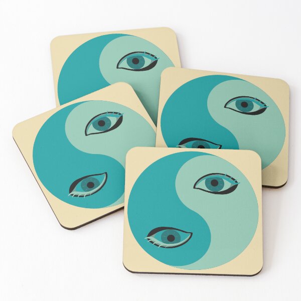 Item preview, Yin and Yang Pop Art E9 – Retro light Green and Teal Graphic Illustration designed and sold by StefanStudioArt.
