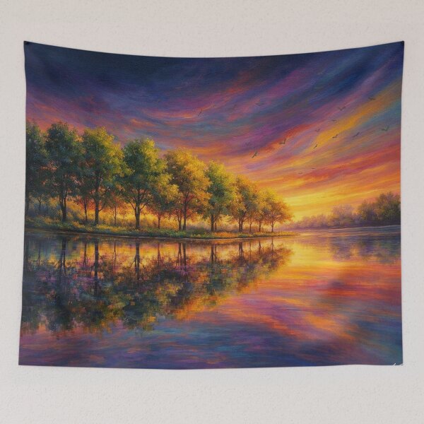 Item preview, Vibrant Sunset Reflection Lake Landscape designed and sold by Joey Santiago.