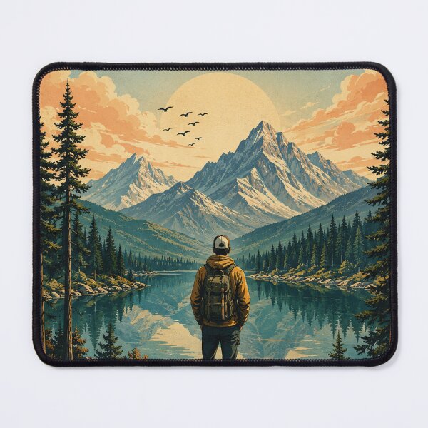 Item preview, Explore More Worry Less Vintage Mountain Travel Poster designed and sold by DrizzyV.