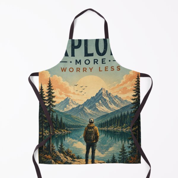 Item preview, Explore More Worry Less Vintage Mountain Travel Poster designed and sold by DrizzyV.