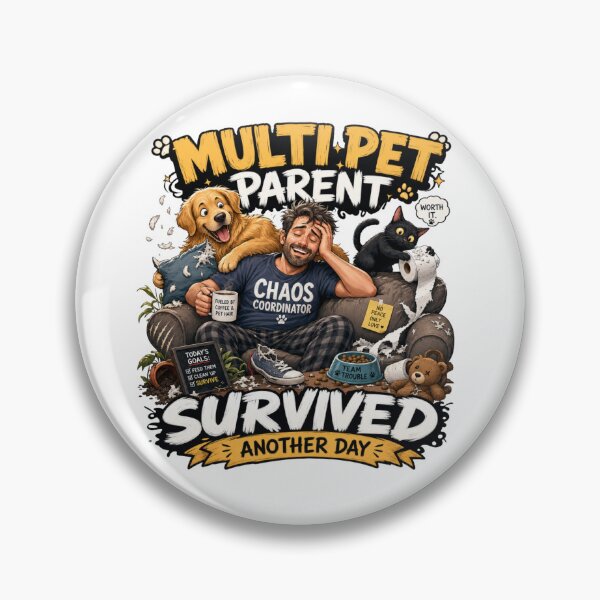 Item preview, Multi Pet Parent Survived Another Day Funny Kawaii T-Shirt designed and sold by Ashley critters.