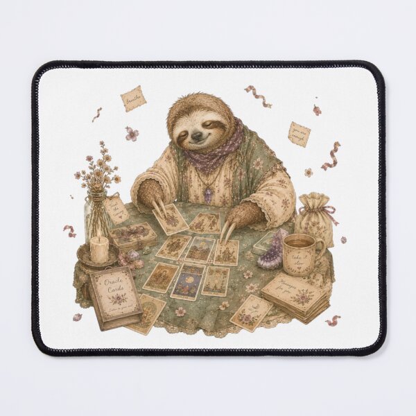Item preview, Vintage Sloth Tarot Card Reader Witchy Cottagecore Aesthetic designed and sold by AQUILAKREO.