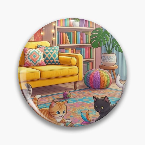 Item preview, Cozy Kittens Playroom - Colorful Anime Cats Art designed and sold by MemoMetaverse.