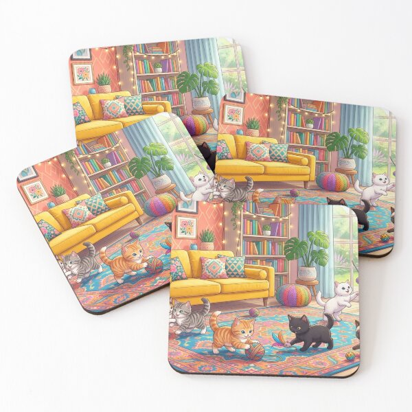 Item preview, Cozy Kittens Playroom - Colorful Anime Cats Art designed and sold by MemoMetaverse.