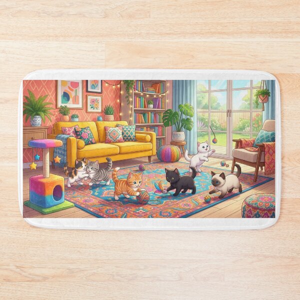 Item preview, Cozy Kittens Playroom - Colorful Anime Cats Art designed and sold by MemoMetaverse.