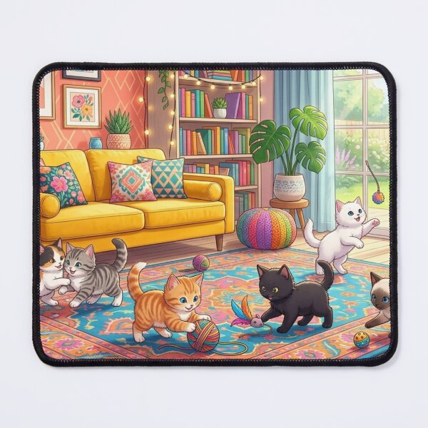 Item preview, Cozy Kittens Playroom - Colorful Anime Cats Art designed and sold by MemoMetaverse.