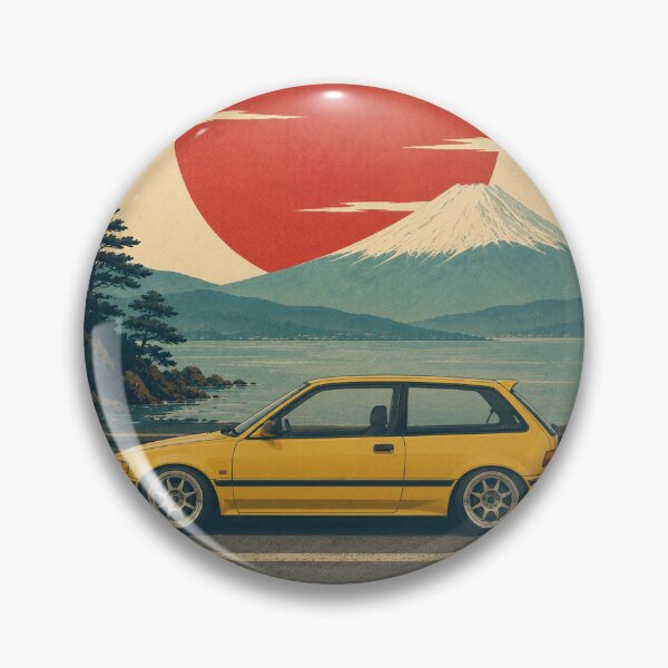 Item preview, Retro Japanese late-1980s compact hatchback minimalist side view designed and sold by Traceursniper.