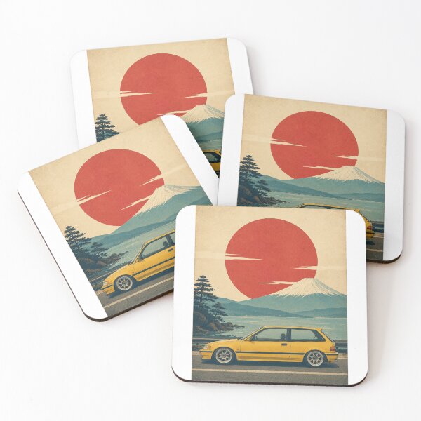 Item preview, Retro Japanese late-1980s compact hatchback minimalist side view designed and sold by Traceursniper.