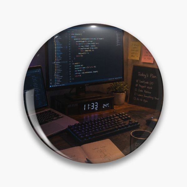 Item preview, Cozy Programmer Coding Desk Setup Night designed and sold by YogiCodeLab.