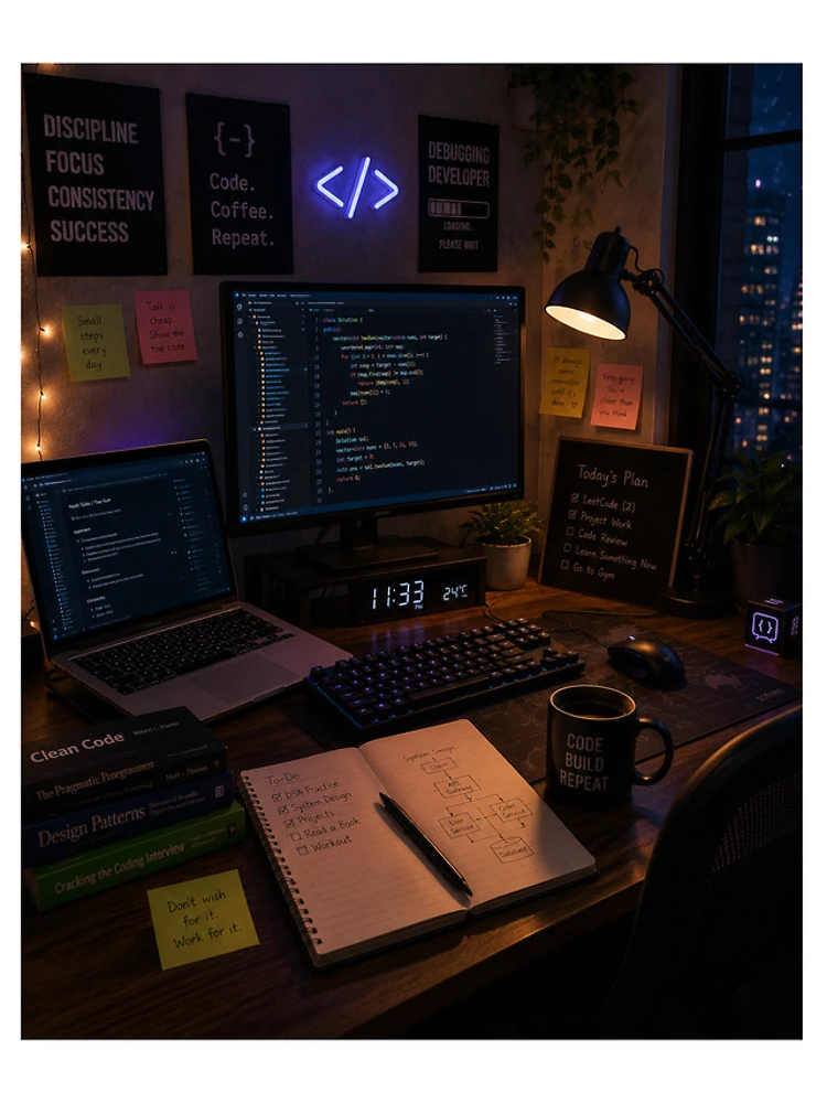 Thumbnail 4 of 4, iPhone Case, Cozy Programmer Coding Desk Setup Night designed and sold by YogiCodeLab.