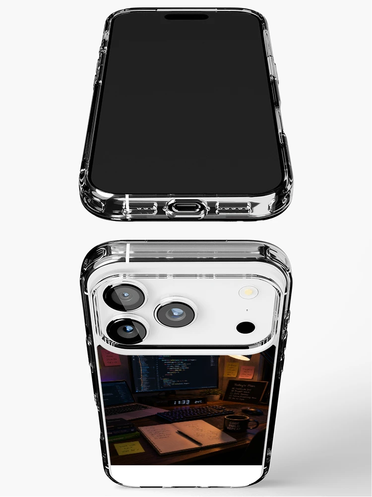 Thumbnail 3 of 5, iPhone Case, Cozy Programmer Coding Desk Setup Night designed and sold by YogiCodeLab.