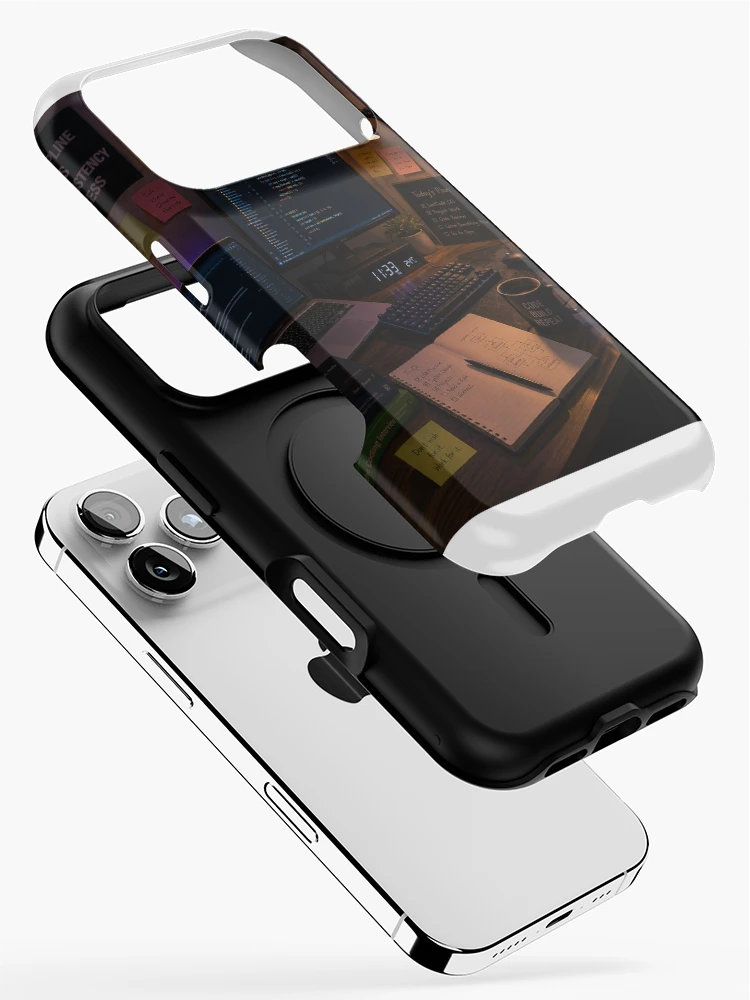 Thumbnail 2 of 4, iPhone Case, Cozy Programmer Coding Desk Setup Night designed and sold by YogiCodeLab.