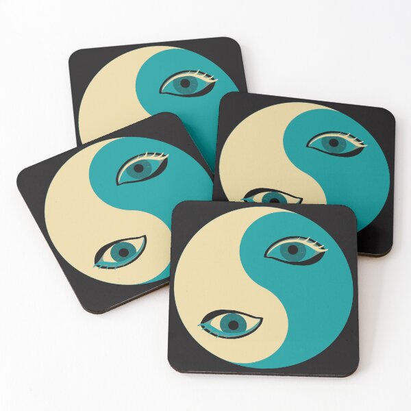 Item preview, Yin and Yang Pop Art 08 – Retro beige and Teal Graphic Illustration designed and sold by StefanStudioArt.