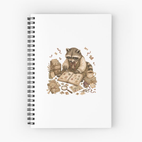 Item preview, Cute Raccoon Stamp Collector Scrapbook Vintage Ephemera designed and sold by AQUILAKREO.