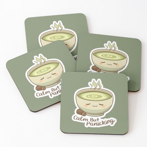 Item preview, Calm But Panicking Matcha Sticker | Funny Anxiety Kawaii Matcha Design designed and sold by magiquecreations.