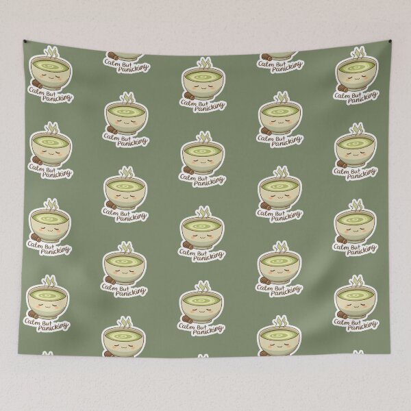 Item preview, Calm But Panicking Matcha Sticker | Funny Anxiety Kawaii Matcha Design designed and sold by magiquecreations.