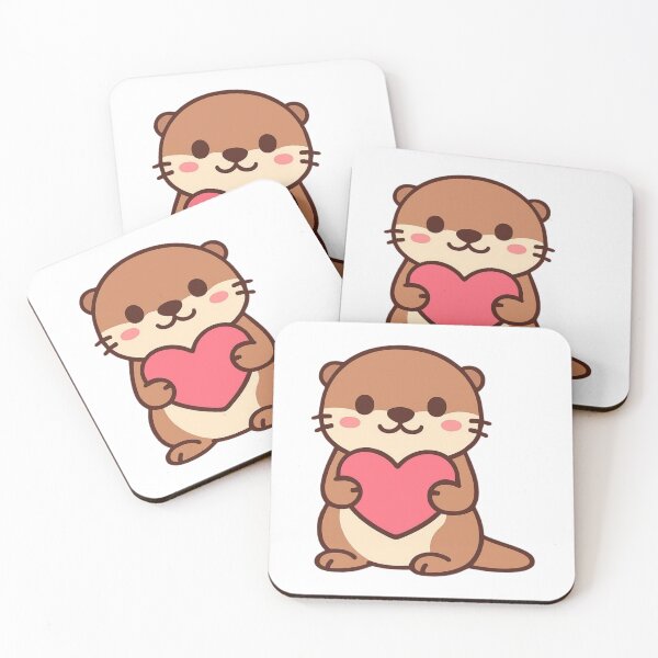 Item preview, You Make My Heart Smile Otter - Valentine Kawaii Sticker designed and sold by foryouandyours.