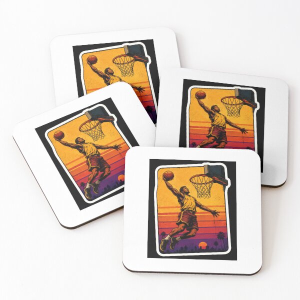 Item preview, Retro 80s Sunset Basketball Player Dunking designed and sold by YogiCodeLab.