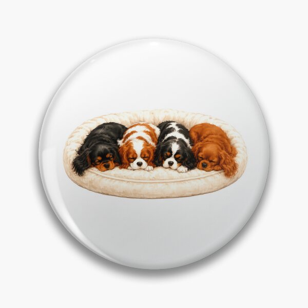 Item preview, Cozy Cavalier King Charles Spaniel Puppies Sleeping Together on a Cushion designed and sold by SakuraWaStyle.