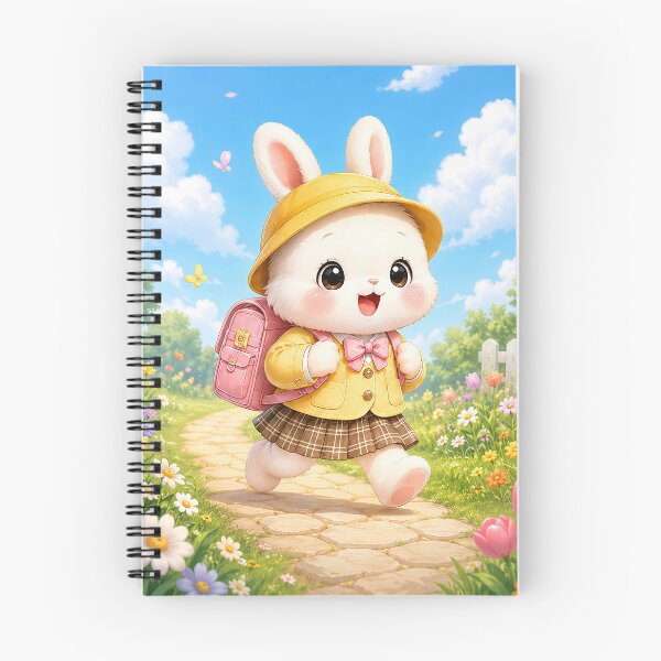 Item preview, Cute Bunny Going to School in Lovely Spring designed and sold by Pim-Crystal.