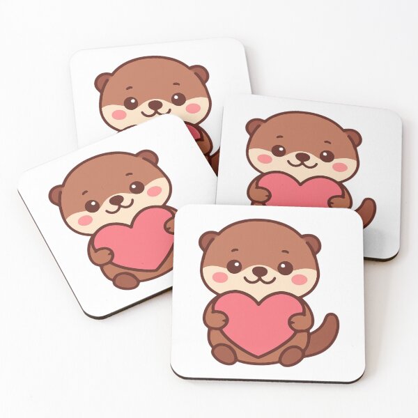 Item preview, You Make My Heart Smile Otter - Valentine Kawaii Sticker designed and sold by foryouandyours.