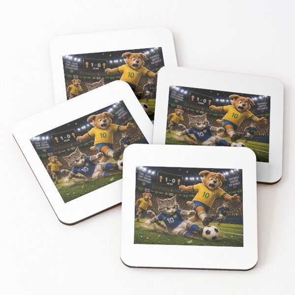 Item preview, Epic Sliding Tackle – Dog vs Cat Soccer Showdown designed and sold by QuirkNest Studio .
