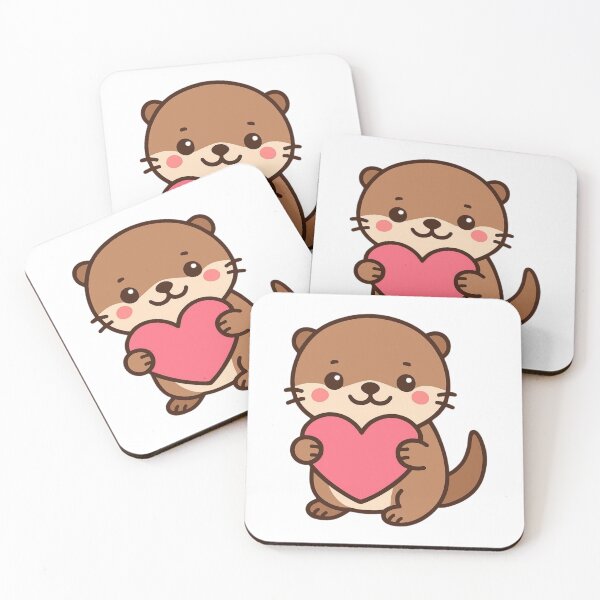 Item preview, You Make My Heart Smile Otter - Valentine Kawaii Sticker designed and sold by foryouandyours.