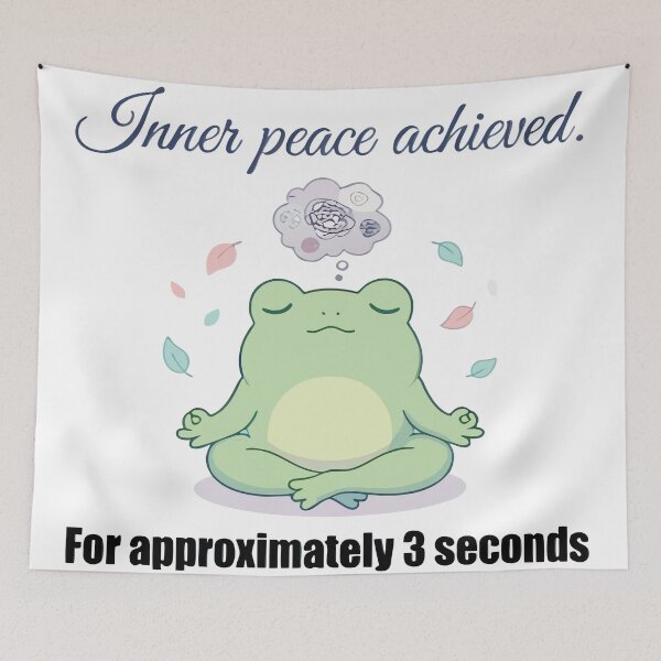 Item preview, Humorous meditating green frog designed and sold by Zatch-Bell.