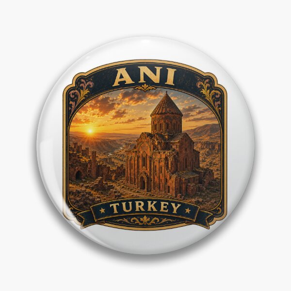 Item preview, Ani Ruins Vintage Travel Badge | Medieval Cathedral Turkey Sticker designed and sold by DreamPaw Studio.