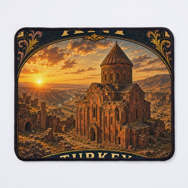 Item preview, Ani Ruins Vintage Travel Badge | Medieval Cathedral Turkey Sticker designed and sold by DreamPaw Studio.