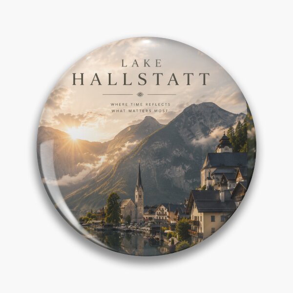 Item preview, Lake Hallstatt Austria Travel Poster | Alpine Lake Village Wall Art | European Wanderlust Print designed and sold by Inkora-Art.